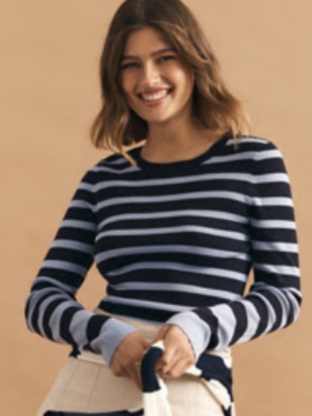 MAEVE LONG-SLEEVE SHRUNKEN CREWNECK SWEATER